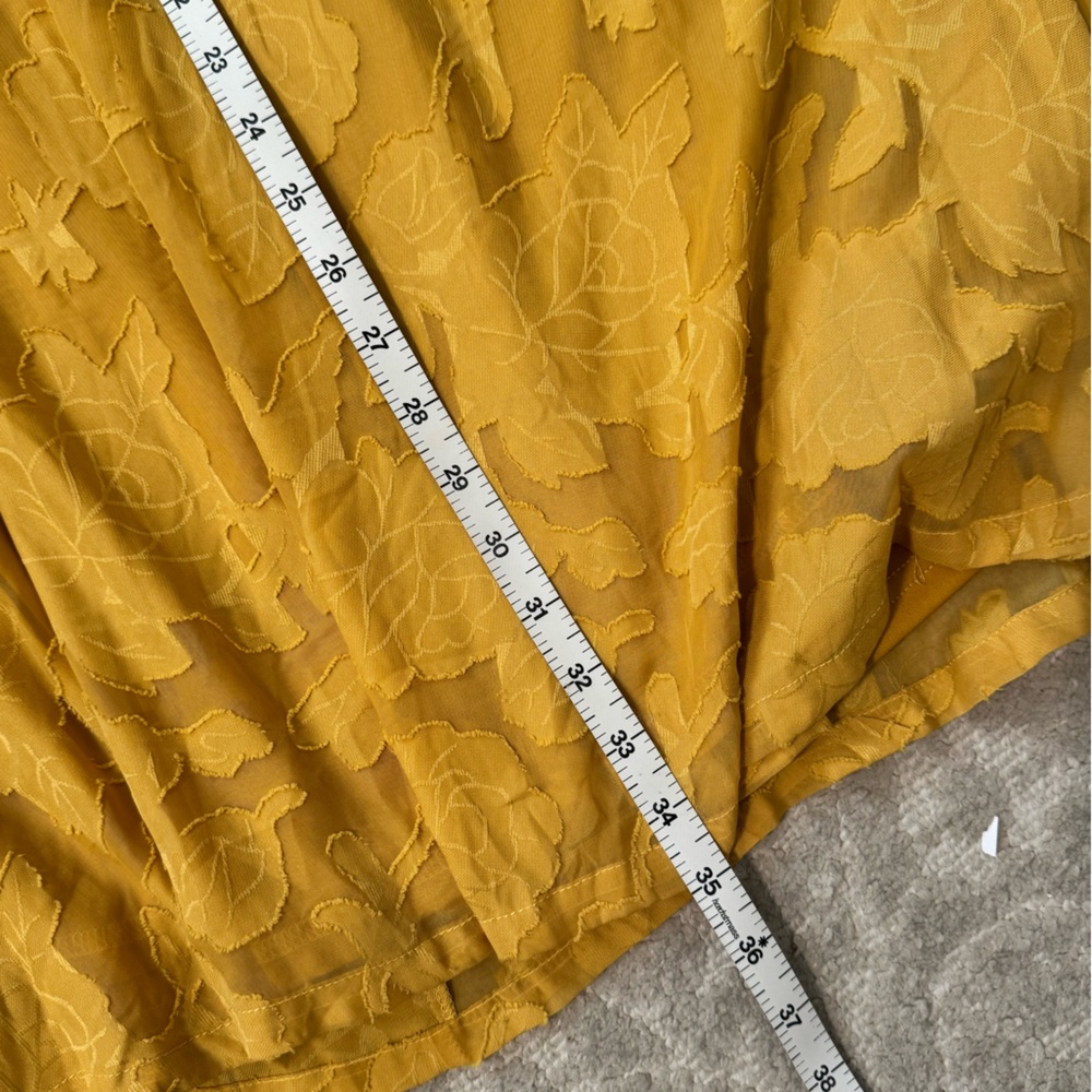 Lulus Philosophy of‎ Beauty Mustard Yellow Burnout Floral Midi Dress Size XS - Picture 12 of 13